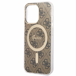 Set Guess GUBPP13LH4EACSW Ümbris+ Charger iPhone 13 Pro brown/brown hard ümbris 4G Print MagSafe