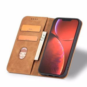 Magnet Fancy Case чехол для iPhone 13 Pro Max чехол-кошелёк с держателем для карт коричневый