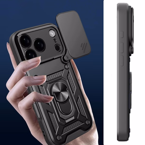 Hybrid Armor Camshield Ümbris jaoks iPhone 17 Pro Max with Stand and Camera Cover - Must