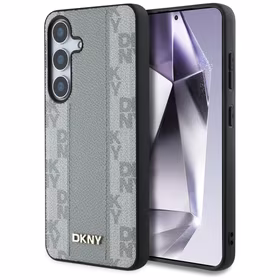 DKNY Leather Checkered Pattern MagSafe ümbris jaoks Samsung Galaxy S25 taupe