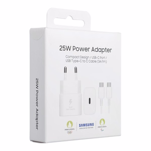 Laadija Samsung EP-T2510XWEGEU 25W + USB-C kaabel valge