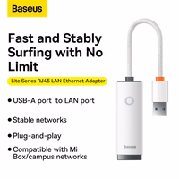 Baseus Adapter Lite seeria - USB to RJ45 - 1000 Mbps (WKQX000102) valge