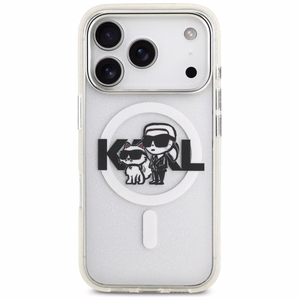 Karl Lagerfeld IML Glitter Karl & Choupette Sketch Logo MagSafe Ümbris jaoks iPhone 17 Pro - Clear