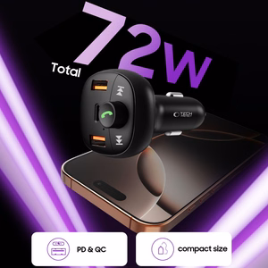 Tech-Protect CC06 3-port PD72W car laadija koos transmitter - must