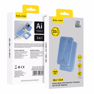 Blavec BJ-04 10000 mAh õhuke MagSafe-toega magnetiline akupank, 13,5 mm, USB-C, 22,5 W, kolm ühes (PBBJ04-MC5LB) (värv: helesinine; klaasviimistlus)