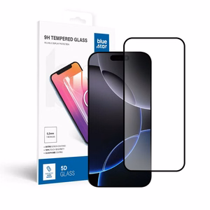 Karastatud klaas iPhone 16 PRO / 17 / 18-le (täisliim) Blue Star 5D must
