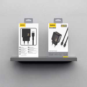Dudao A26TCEU PD QC 25W GaN USB-A USB-C seinalaadija USB-C kaabliga - must