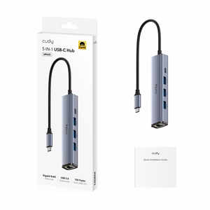 Хаб Cudy UH605 USB 3.2 Gen 1 Type-C 5000 Мбит/с серый, серебристый