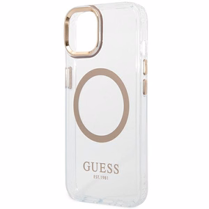 Guess GUHMP14MHTRMD iPhone 14 Plus 6.7 "kuldne / kuldne hard ümbris Metal Outline Magsafe