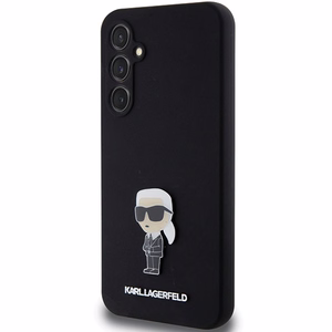 Karl Lagerfeld Silicone Ikonik Metal Pin ümbris jaoks Samsung Galaxy S23 FE - must