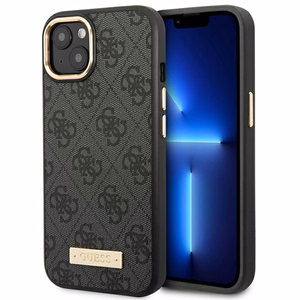 Guess GUHMP14MU4GPRK iPhone 14 Plus 6.7" чёрный/чёрный жёсткий чехол 4G Logo Plate MagSafe