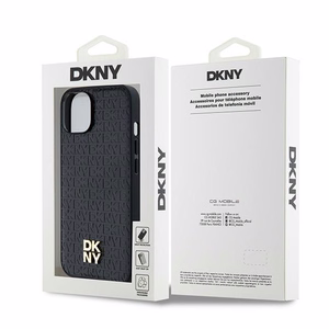DKNY Leather Monogram Pattern Metal Logo MagSafe Ümbris jaoks iPhone 15/14/13 - Must