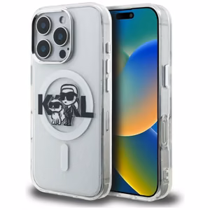 Karl Lagerfeld IML Glitter Karl & Choupette Sketch Logo MagSafe чехол iPhone 16 Pro Max - прозрачный