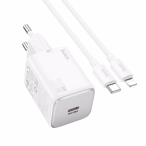 Phone Laadija Hoco USB C QC PD 20W + Kaabel USB C to Lightning N40 valge