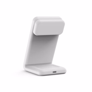 Crong MagSpot Pivot Stand kolm-ühes juhtmevaba laadija iPhone'ile, Apple Watchile ja AirPodsidele, MagSafe'iga ühilduv, valge