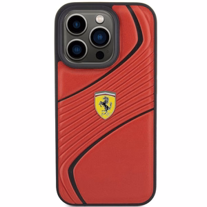 Ferrari Twist Metal Logo ümbris jaoks iPhone 15 Pro - punane
