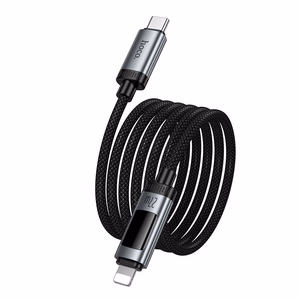 Кабель для передачи данных с цифровым дисплеем USB C to Lightning Hoco PD 27W 1,2 м U148 чёрный