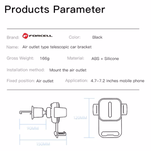 FORCELL F-GRIP GuardianAV car hoidja jaoks air vent must