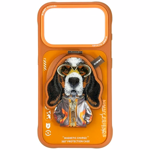 Nimmy Cool&Cute 2.0 Dog Ümbris jaoks iPhone 17 Pro Max with Magnetic Hanger - oranž