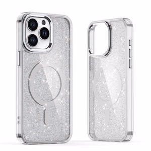 Glitter Ümbris MagSafe jaoks iPhone 16 Pro Max - valge with glitter