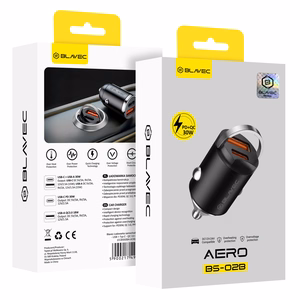 Blavec autolaadija BS-02B Aero - USB + Type C - QC 3.0 18W PD 30W (CCBS02BA-UCB) must