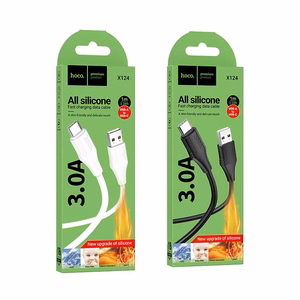 Силиконовый кабель USB A to USB C Hoco 3A 1 м X124 чёрный