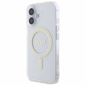Guess GUHMP16MHFGERET iPhone 16 Plus 6.7" läbipaistev hardcase IML Glitter Circle MagSafe