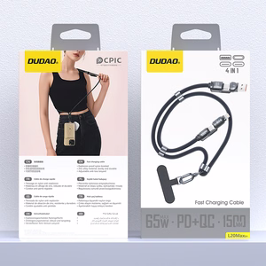 Dudao L20Max 65W 4-in-1 sinine kaabel rihmaga USB-C kuni USB-C Lightning ja USB-A adapteritega