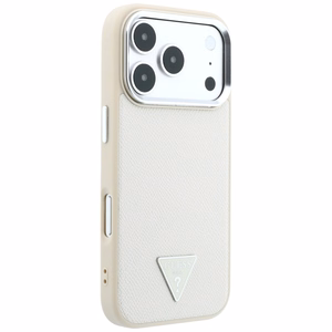 Guess Grained Triangle Logo MagSafe ümbris iPhone 18 Pro / 17 Pro – beež