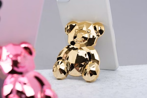 Phone stand BEAR - stick-on - kuldne