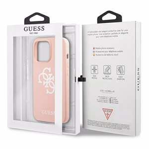 Guess GUHCP13LLS4GWPI iPhone 13 Pro / 13 6.1" розовый/розовый жёсткий чехол Silicone 4G Logo