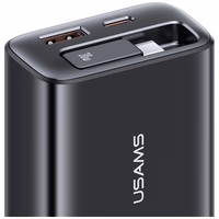 Võrgulaadija USAMS Xiang Series CC296 30W 1xUSB-C 1xUSB-A + USB-C kaabel must