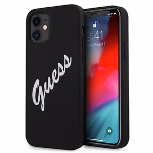 Guess GUHCP12SLSVSBW iPhone 12 mini 5.4" must-valge kõvakaaneline Silikoon Vintage