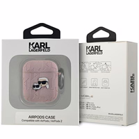 Karl Lagerfeld Monogram Karl & Choupette Head ümbris jaoks AirPods 1 / 2 - roosa