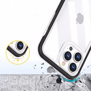Прозрачный чехол 3in1 для iPhone 13 Pro гелевый с рамкой чёрный