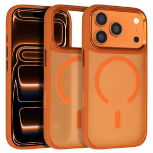 Liavec Cloudy чехол с металлической рамкой камеры для Iphone 17 Pro Max оранжевый (кнопка управления камерой)