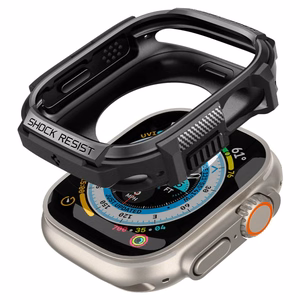 Spigen Rugged Armor ümbris Apple Watch Ultra 49 mm jaoks, mattmust