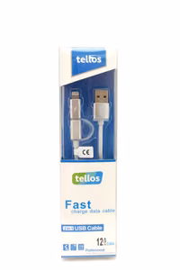 USB kaabel Tellos TPE 2in1 microUSB-Lightning hõbedane, 1.2m