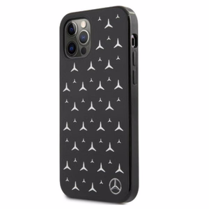 Mercedes hõbedaste tähtede mustriga ümbris iPhone 12 Pro Max'ile - must