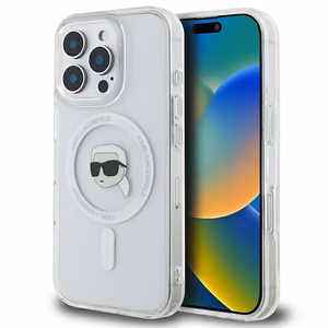 Karl Lagerfeld IML Metal Karl Head MagSafe Ümbris jaoks iPhone 16 Pro - valge