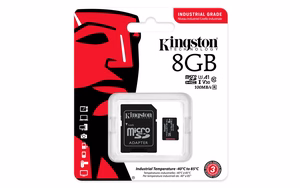 Kingston Technology 8GB microSDHC Industrial C10 A1 pSLC kaart + SD adapter