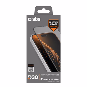 SBS Karastatud klaas D3O with frame jaoks iPhone 16 / iPhone 15