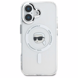 Karl Lagerfeld IML Metal Karl Head MagSafe Ümbris jaoks iPhone 16 Plus - valge