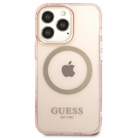 Guess kuldne Outline Translucent MagSafe ümbris jaoks iPhone 13 Pro Max - roosa
