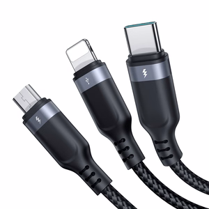Joyroom Multi-Use Series S-A18 кабель 3 в 1 USB-A - Lightning USB-C micro USB 0.3м - чёрный