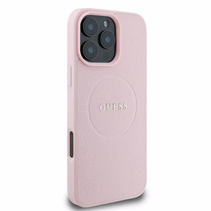 Guess MagSafe Grained Kuldne Ring iPhone 15 Pro Max Ümbris - Roosa