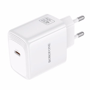 Borofone BN33 Fuente GaN USB-C võrgulaadija QC3.0 PD 40W valge