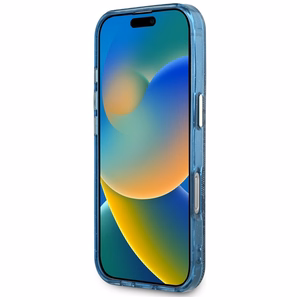 Guess IML Metal Glitter 4G Circle Triangle MagSafe Ümbris jaoks iPhone 16 Pro - Sinine