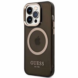 Guess GUHMP14XHTCMK iPhone 14 Pro Max 6.7" must/must hard ümbris kuldne Outline Translucent MagSafe