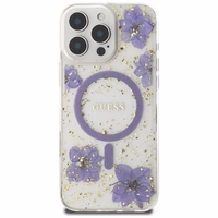 Guess Resin Flowers MagSafe ümbris jaoks iPhone 16 Pro - lilla